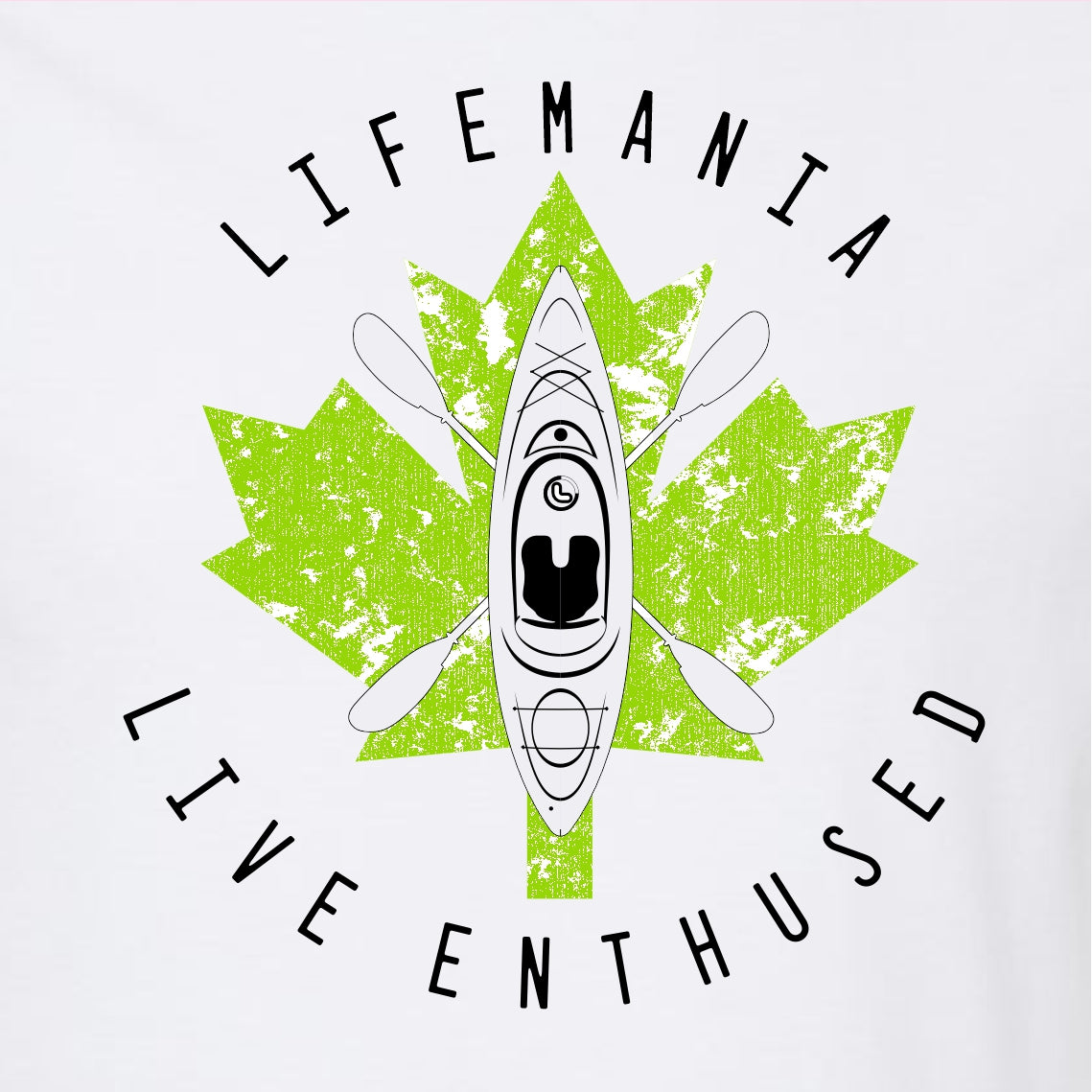 Lifemania Maple Leaf Kayaking T-Shirt - Lime Leaf