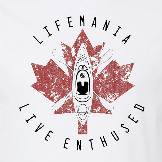 Lifemania Maple Leaf Kayaking T-Shirt - Maroon Leaf