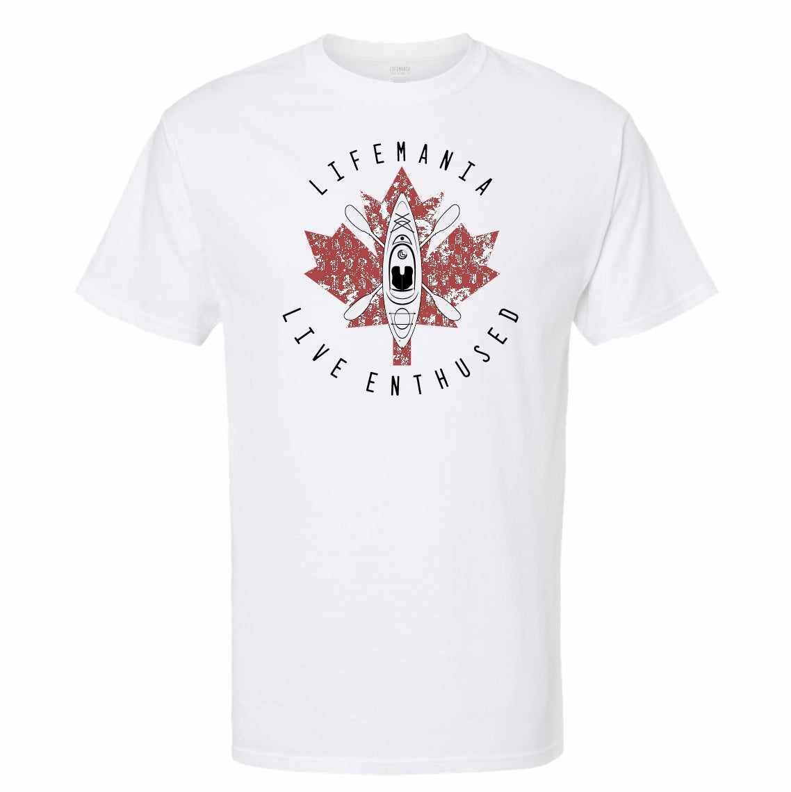 Lifemania Maple Leaf Kayaking T-Shirt - Maroon Leaf