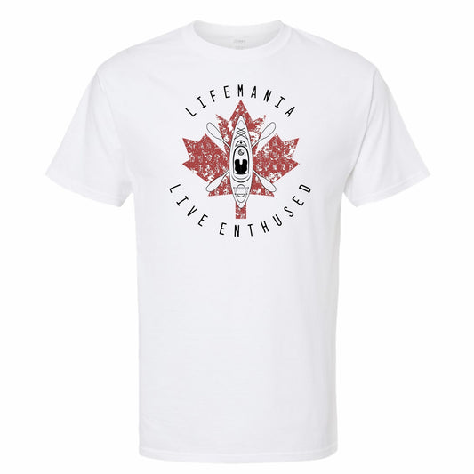 Lifemania Maple Leaf Kayaking T-Shirt - Maroon Leaf