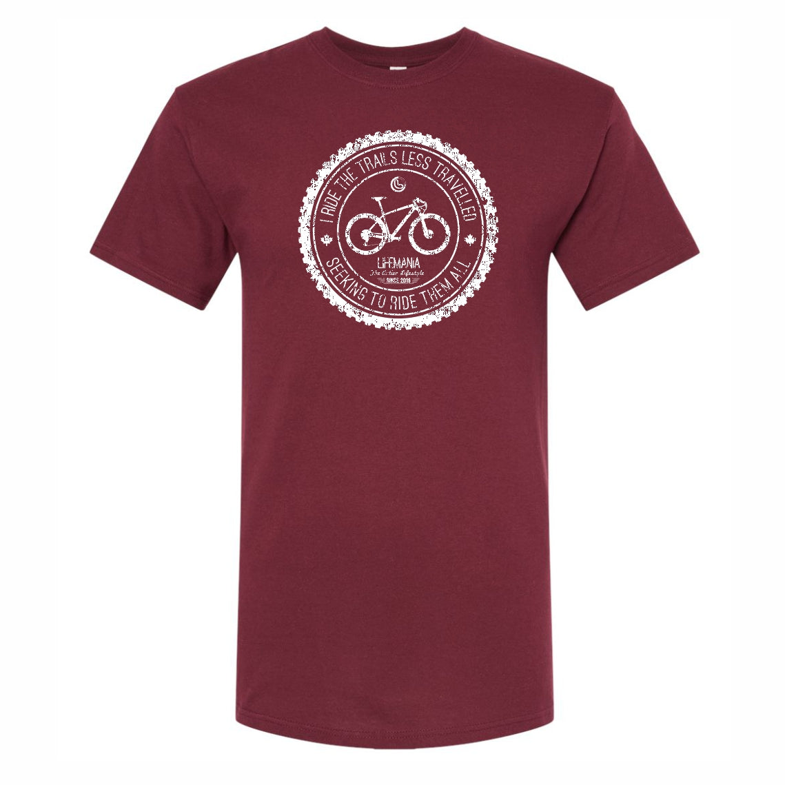 Lifemania Mountain Bike T- Shirt - Maroon