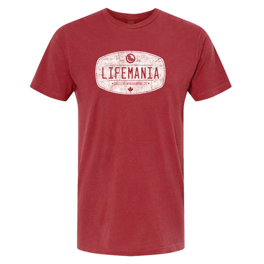 Lifemania vintage distressed oval design garment dyed t-shirt