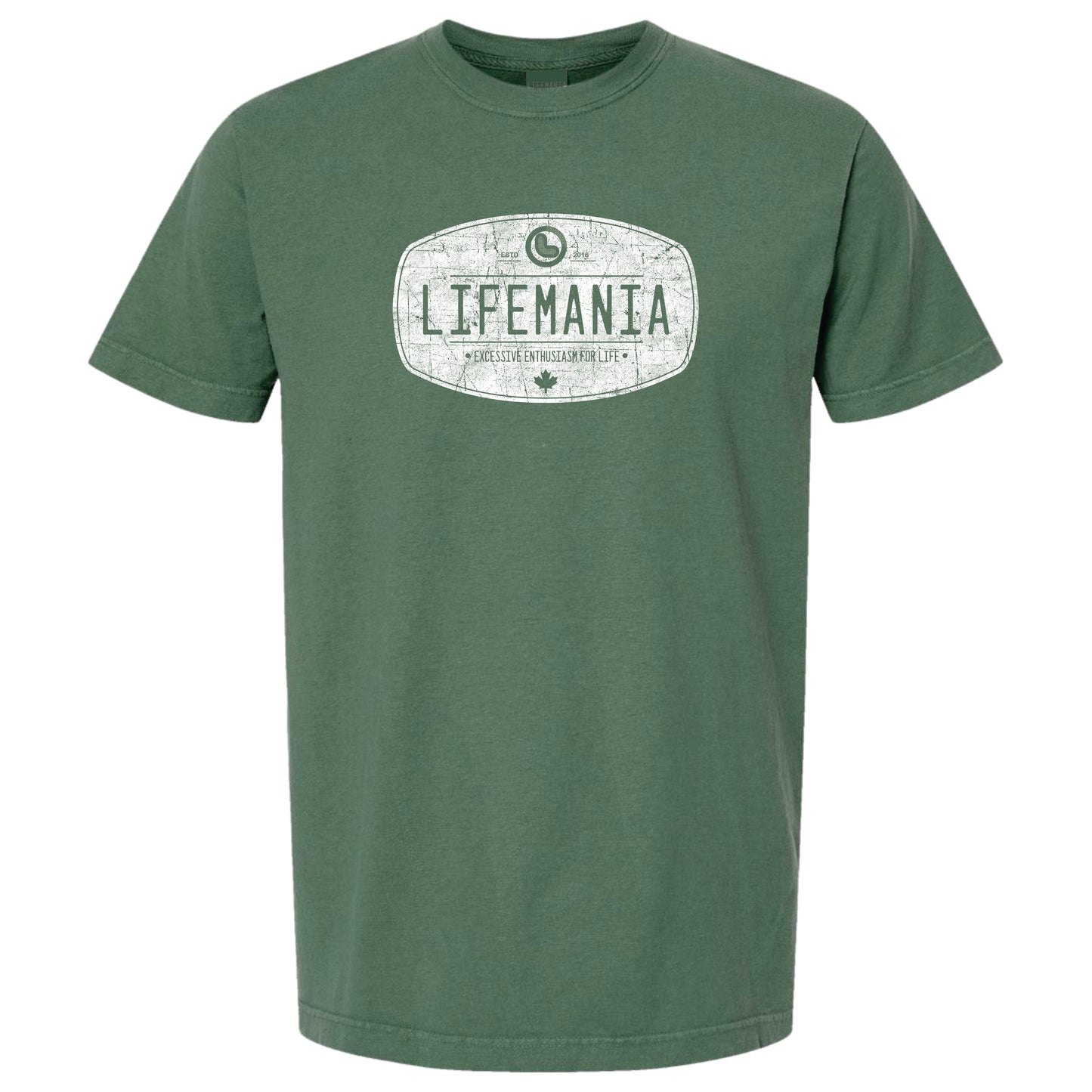Lifemania vintage distressed oval design garment dyed t-shirt