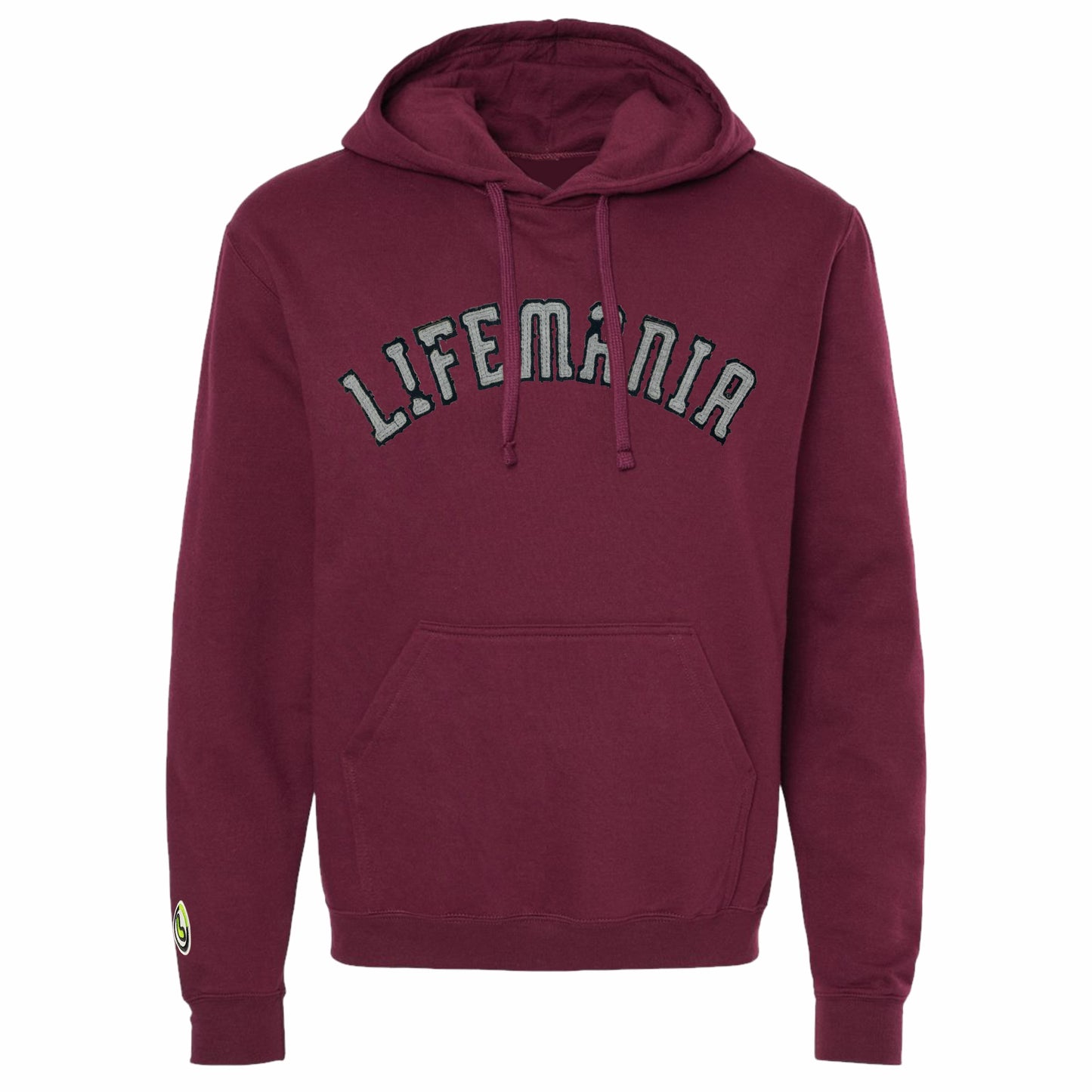 Lifemania Vintage Distressed Applique Hoodie - Maroon