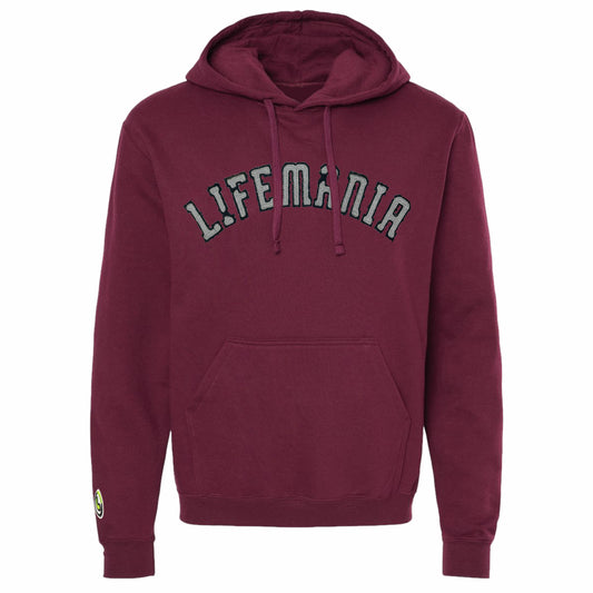 Lifemania Vintage Distressed Applique Hoodie - Maroon