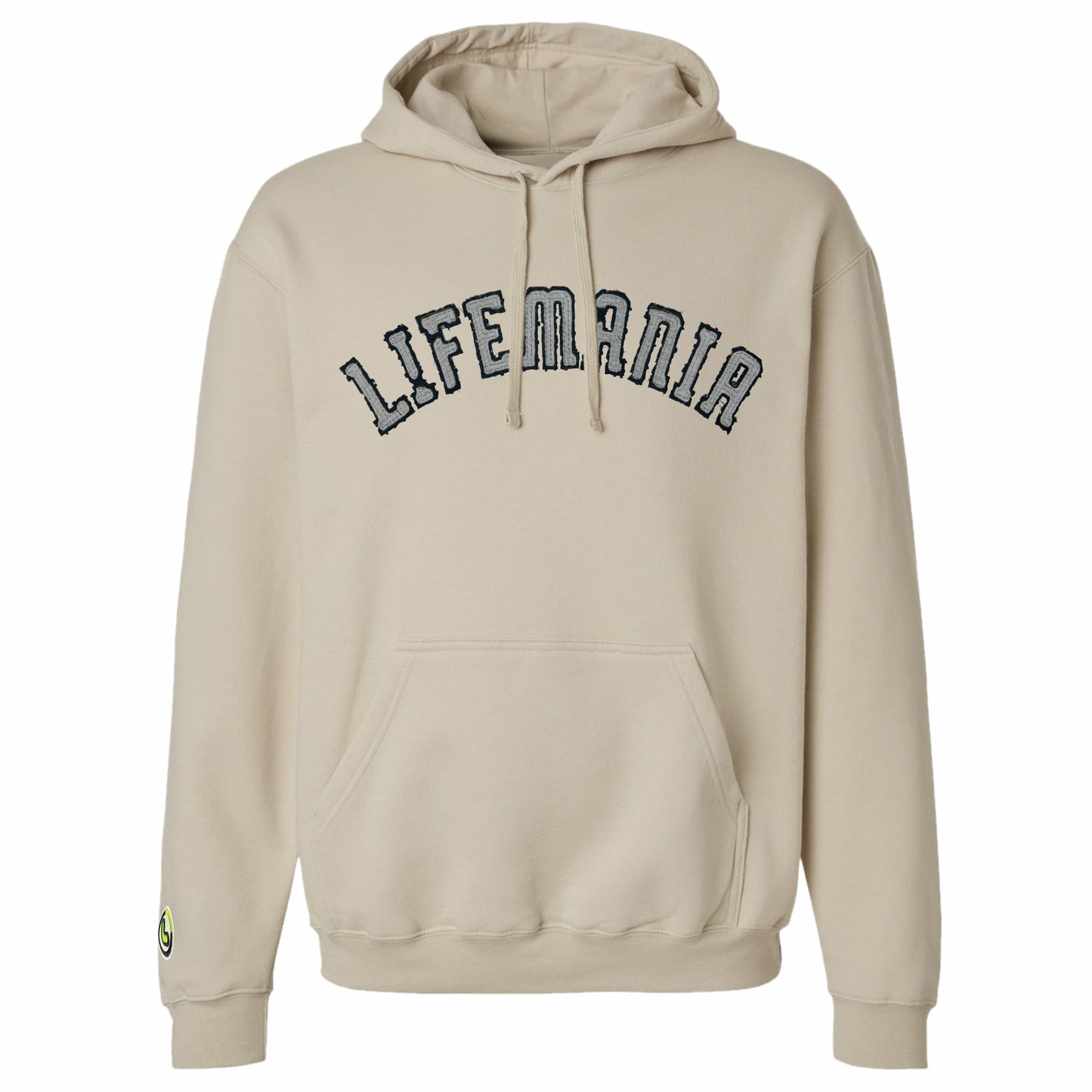 Lifemania Vintage Distressed Applique Hoodie - Sand